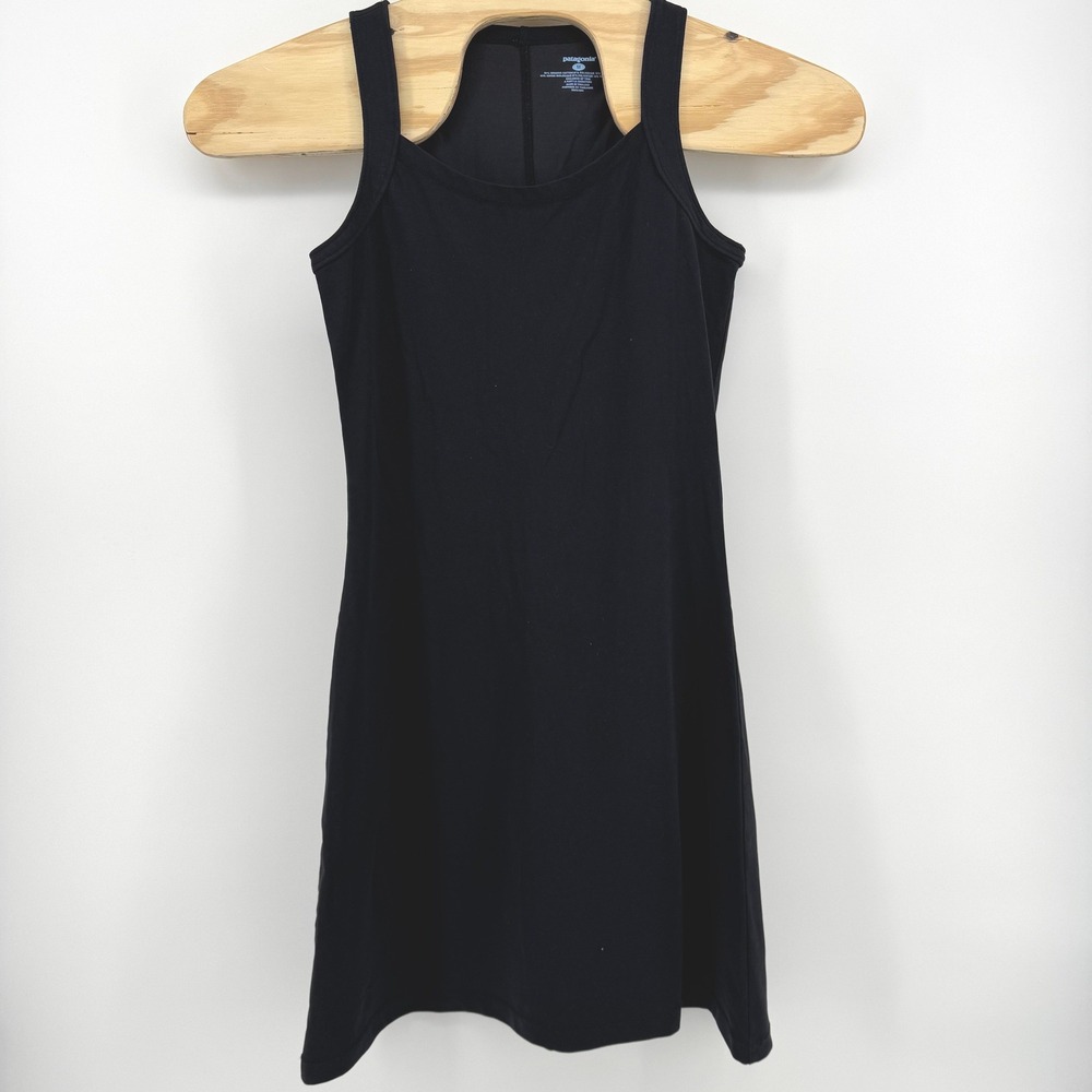 Patagonia‎ Amber Dawn Dress Womens Medium Black Organic Cotton Racerback A-Line